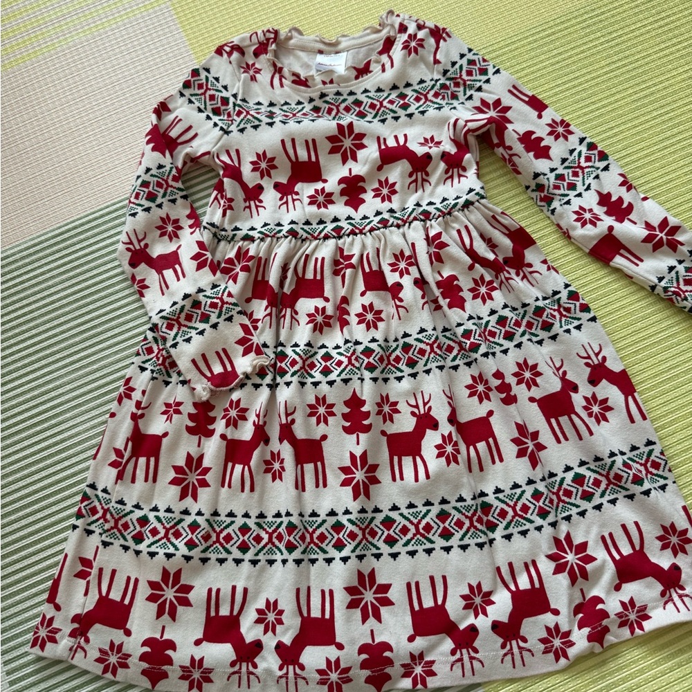 Festive Hanna Andersson Reindeer Print Holiday Dress